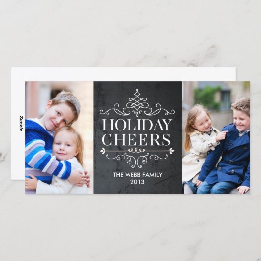 ヴィンテージ応援2写真ホリデーフォトカード シーズンカード (正面/裏面)