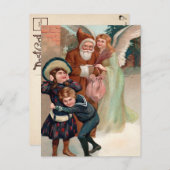 ヴィンテージ怒とエンジェルクリスマスのはがき ポストカード (正面/裏面)