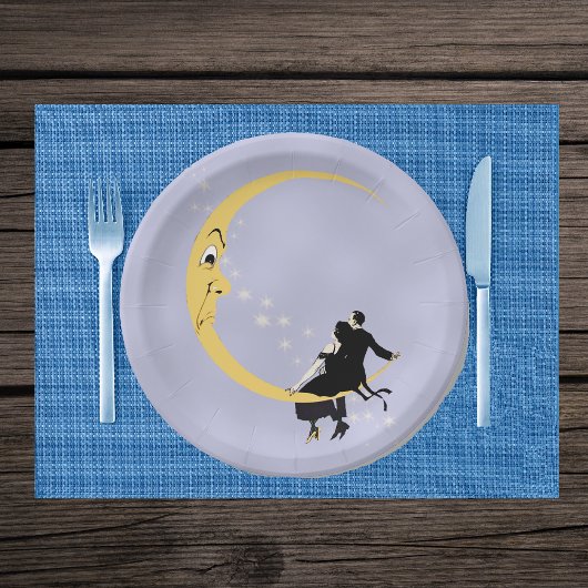 ヴィンテージ怒クレセント月顔スターズカップル ペーパープレート