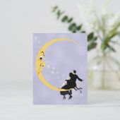 ヴィンテージ怒クレセント月顔スターズカップル ポストカード (スタンド正面)