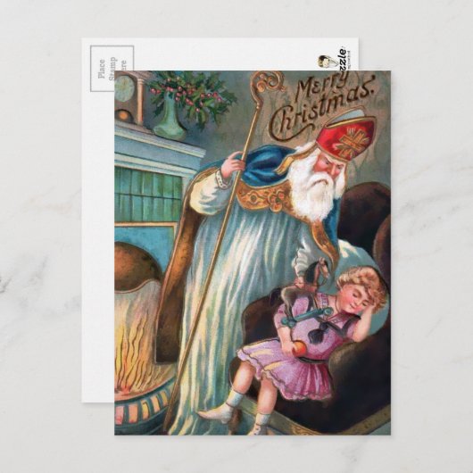 ヴィンテージ怒サンタクリスマス ポストカード (正面/裏面)
