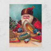 ヴィンテージ怒喫煙サンタクリスマスポストカード ポストカード (正面)