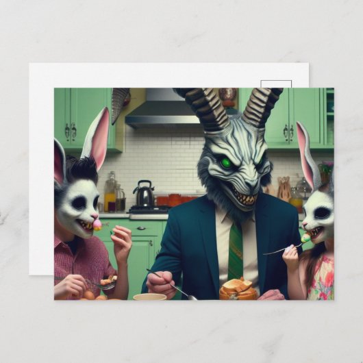 ヴィンテージ怖いイースターミール ポストカード (正面/裏面)