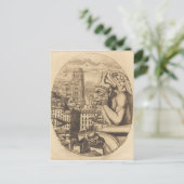 ヴィンテージ怖いガーゴイ街を見下ろす ポストカード (スタンド正面)