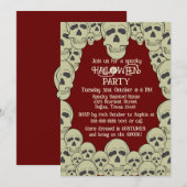 ヴィンテージ怖いスカルハローウィンパーティ招待状 招待状 (正面/裏面)