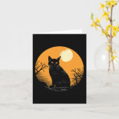 ヴィンテージ怖いハロウィーンブラックキャットコスチュームレトロモ カード (黄色い花)