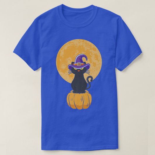 ヴィンテージ怖いハロウィーン黒猫コスチューム魔女ハ Tシャツ (デザイン正面)