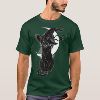 ヴィンテージ怖いハロウィーン黒猫コスチューム魔女ハ Tシャツ
