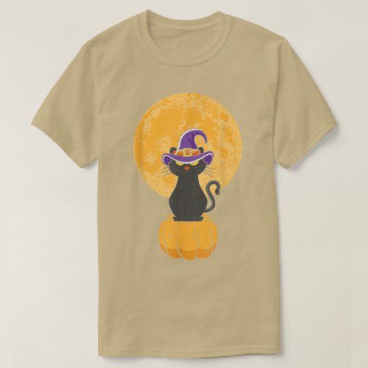 ヴィンテージ怖いハロウィーン黒猫コスチューム魔女ハ Tシャツ (デザイン正面)