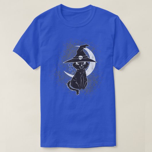 ヴィンテージ怖いハロウィーン黒猫コスチューム魔女ハ Tシャツ (デザイン正面)