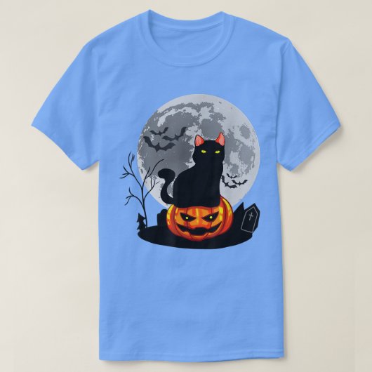 ヴィンテージ怖いハロウィーン黒猫コスチューム魔女ハ Tシャツ (デザイン正面)