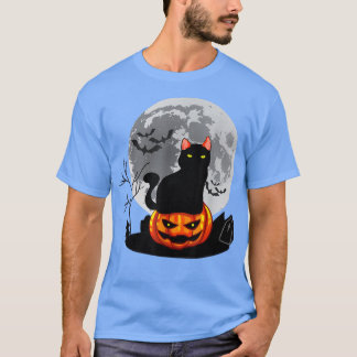 ヴィンテージ怖いハロウィーン黒猫コスチューム魔女ハ Tシャツ