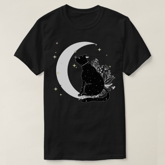ヴィンテージ怖いハロウィーン黒猫コスチューム魔女ハ Tシャツ (デザイン正面)