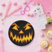 ヴィンテージ怖い邪悪なハロウィーンパンプキンブラック ペーパープレート (パーティー)