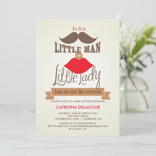 ヴィンテージ性素朴が赤ちゃんシャワーを明かす 招待状 (スタンド正面)