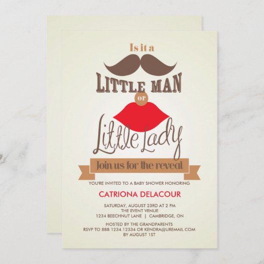 ヴィンテージ性素朴が赤ちゃんシャワーを明かす 招待状 (正面/裏面)