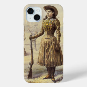 ヴィンテージ恋しく思アニエオークリー、ウェスタン女性のカーボーイ iPhone 15 MINIケース