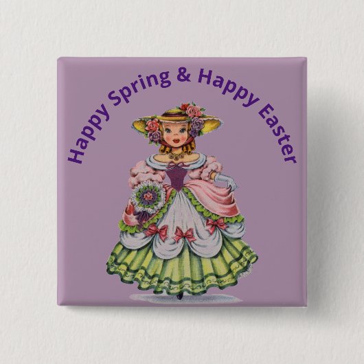 ヴィンテージ恋しく思イースターのピン 缶バッジ (正面)