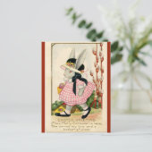 ヴィンテージ恋しく思モリーコットンテイルイースターウィッシュ ポストカード (スタンド正面)