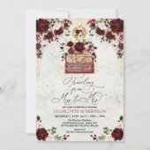 ヴィンテージ恋しく思旅行ミセス・ブルゴーニュブライダルシャワー 招待状 (正面)