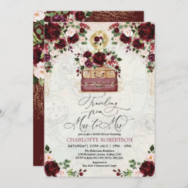 ヴィンテージ恋しく思旅行ミセス・ブルゴーニュブライダルシャワー 招待状