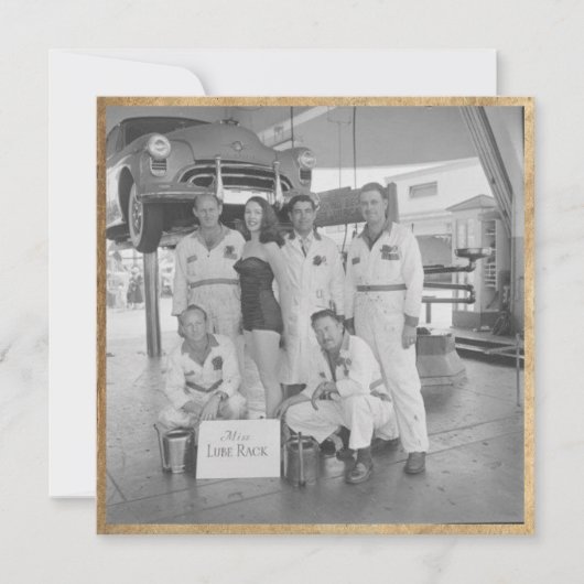 ヴィンテージ恋しく思「Lube Rack」フラットノートカード (正面)