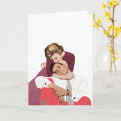 ヴィンテージ恋と恋、ピンクの新婚 カード (黄色い花)