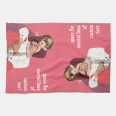 ヴィンテージ恋と恋、ピンクの新婚 キッチンタオル (横)