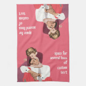 ヴィンテージ恋と恋、ピンクの新婚 キッチンタオル (縦)