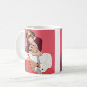 ヴィンテージ恋と恋、ピンクの新婚 コーヒーマグカップ (正面左)