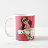 ヴィンテージ恋と恋、ピンクの新婚 コーヒーマグカップ (左)