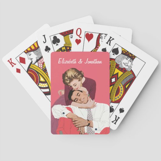 ヴィンテージ恋と恋、ピンクの新婚 トランプ (裏面)