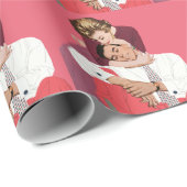 ヴィンテージ恋と恋、ピンクの新婚 ラッピングペーパー (ロールコーナー)