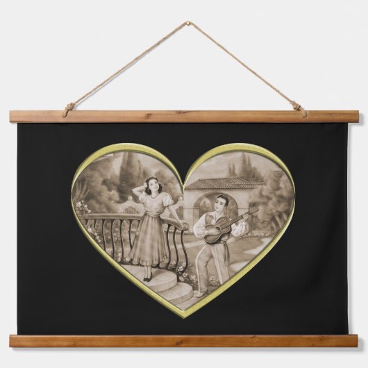 ヴィンテージ恋愛夫婦 吊り下げ型タペストリー (正面)
