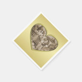 ヴィンテージ恋愛夫婦、男女、金ゴールド スタンダードカクテルナプキン (角)