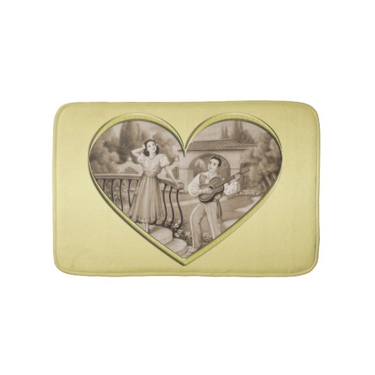 ヴィンテージ恋愛夫婦、男女、金ゴールド バスマット (正面)
