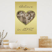 ヴィンテージ恋愛夫婦、男女、金ゴールド ポスター (キッチン)