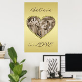 ヴィンテージ恋愛夫婦、男女、金ゴールド ポスター (ホームオフィス)