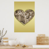 ヴィンテージ恋愛夫婦、男女、金ゴールド ポスター (キッチン)