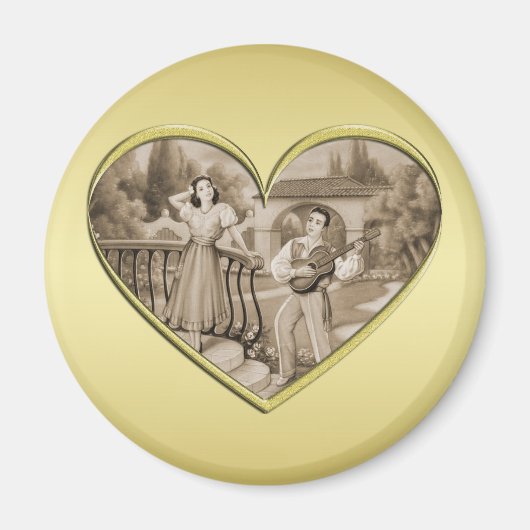 ヴィンテージ恋愛夫婦、男女、金ゴールド マグネット (正面)