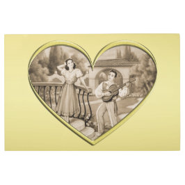 ヴィンテージ恋愛夫婦、男女、金ゴールド メタルプリント