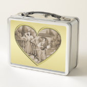 ヴィンテージ恋愛夫婦、男女、金ゴールド メタルランチボックス (裏面)