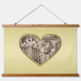 ヴィンテージ恋愛夫婦、男女、金ゴールド 吊り下げ型タペストリー