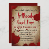 ヴィンテージ恐怖血(ばちゃばちゃ)跳ねるハローウィンパーティ 招待状 (正面/裏面)
