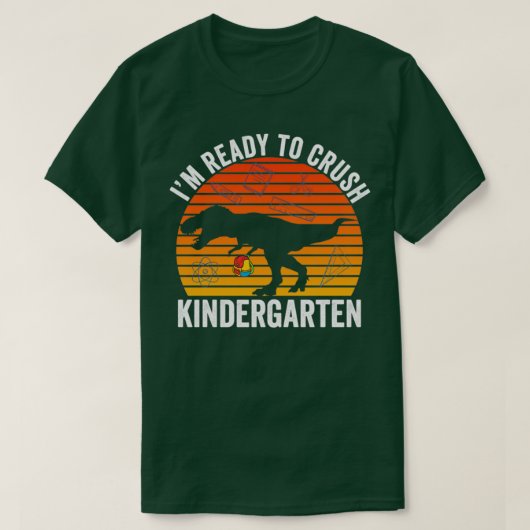 ヴィンテージ恐竜が幼稚園Baをつぶす準備ができている Tシャツ (デザイン正面)