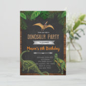 ヴィンテージ恐竜の誕生日パーティー 招待状 (スタンド正面)