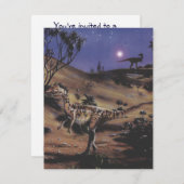 ヴィンテージ恐竜ディロフォサウルス誕生日パーティー 招待状 (正面/裏面)