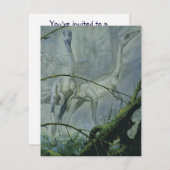 ヴィンテージ恐竜メガノサウルス誕生日パーティー 招待状 (正面/裏面)