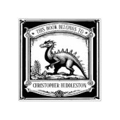 ヴィンテージ恐竜名前をカスタムする蔵書票 ラバースタンプ (インプリント)