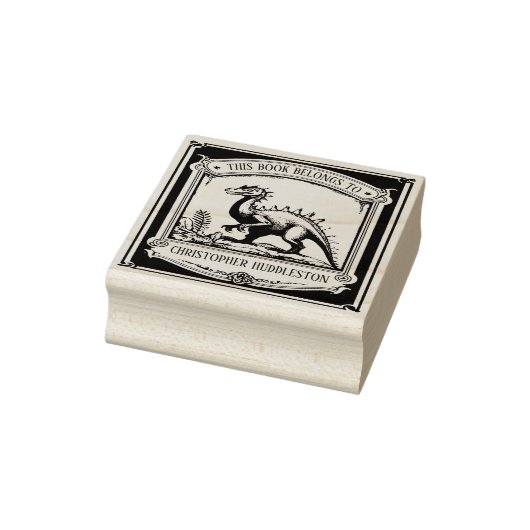 ヴィンテージ恐竜名前をカスタムする蔵書票 ラバースタンプ (スタンプ)